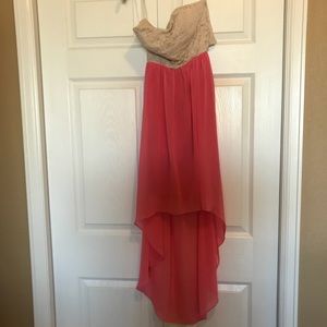 High/Low Strapless Prom Dress